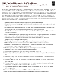 2010 Football Mechanics 5-Official Exam