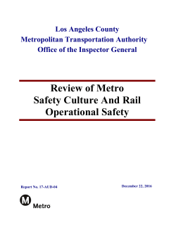 17-AUD-04 Final Report Review of Metro Safety Culture
