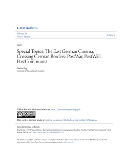 Special Topics: The East German Cinema, Crossing German Borders