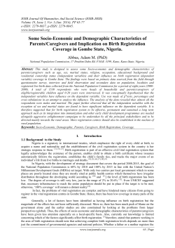 Some Socio-Economic and Demographic Characteristics