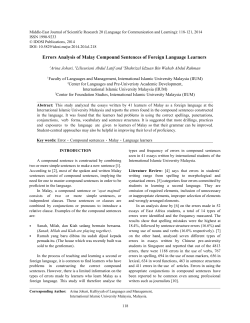 Errors Analysis of Malay Compound Sentences of Foreign