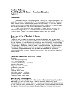 Syllabus English 10 Honors/Pre-AP