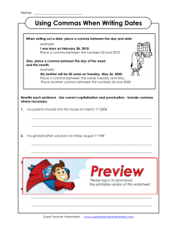 Commas for Dates - Super Teacher Worksheets
