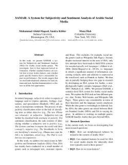 SAMAR: A System for Subjectivity and Sentiment Analysis of Arabic