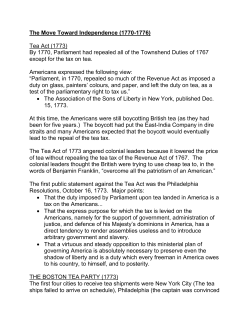 The Move Toward Independence (1770