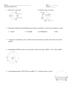 Name: Date: Geometry R HW 14.9 Period: ______ 1. Find m C a