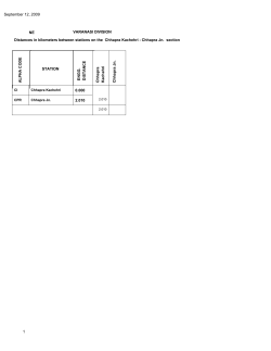 September 12, 2009 Distances in kilometers between stations on