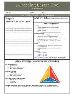 Close Reading Planning Tool