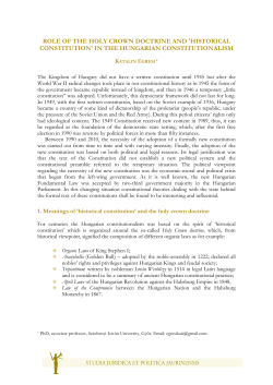 role of the holy crown doctrine and - DFK