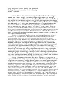 Novels of American Business, Industry, and Consumerism