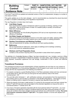 Building Control Guidance Note - Part G, sanitation, hot water safety