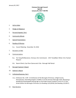 January 03, 2017 Emmaus Borough Council Agenda January 03