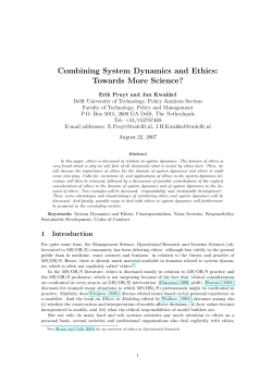 Combining System Dynamics and Ethics