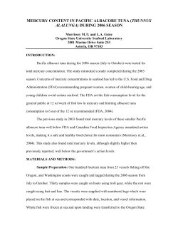 Mercury Content in Pacific Troll-Caught Albacore