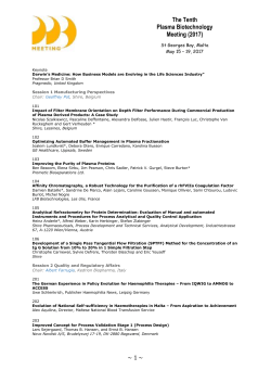 The Tenth Plasma Biotechnology Meeting (2017) ~ 1 ~