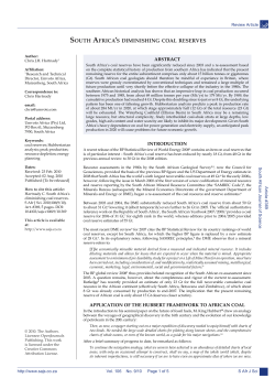 SOUTH AFRICA`S DIMINISHING COAL RESERVES