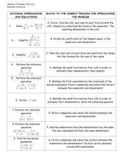 Algebra 2 Chapter 8 Review Rational Functions RATIONAL