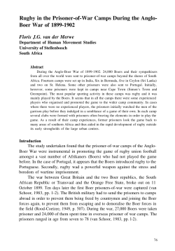 Rugby in the Prisoner-of-War Camps of the Anglo-Boer