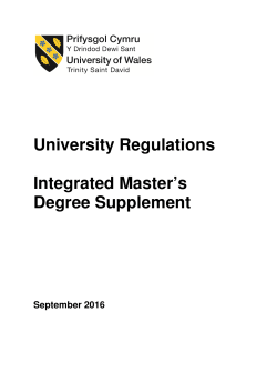 University Regulations Integrated Master`s Degree Supplement