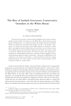The Rise of Sunbelt Governors: Conservative Outsiders in the White