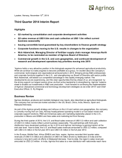 Third Quarter 2014 Interim Report