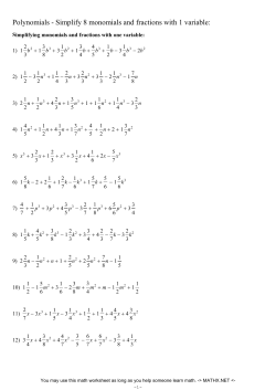 Simplify 8 polynomial fractions with a single variable
