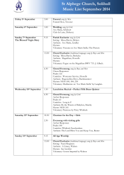 St Alphege Church, Solihull Music List September 2014