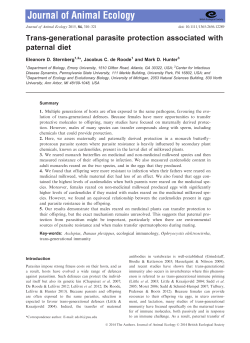 Trans-generational parasite protection associated with paternal diet