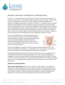 HISTORY OF THE ENEMA AND FREQUENTLY ASKED