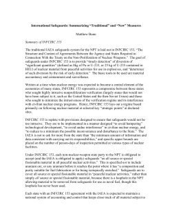 International Safeguards: Summarizing &ldquo;Traditional&rdquo; and &ldquo;New