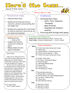 • Continuing Place Value o One`s, Ten`s, Hundred`s, Thousand`s o