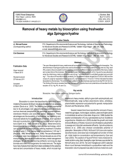 Removal of heavy metals by biosorption using freshwater alga