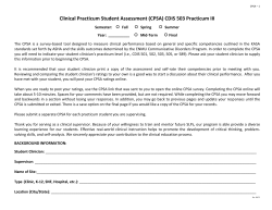 Clinical Practicum Student Assessment (CPSA) CDIS 503 Practicum III