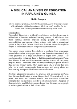 A Biblical Analysis of Education in Papua New Guinea
