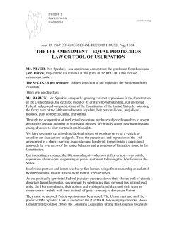THE 14th AMENDMENT&mdash;EQUAL PROTECTION LAW OR TOOL OF