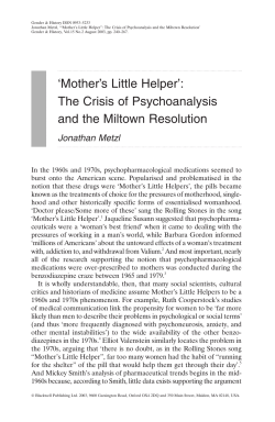 `Mother`s Little Helper`: The Crisis of Psychoanalysis and the Miltown