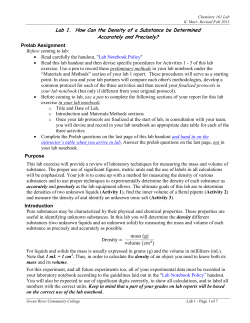 Measurement and Density Lab - GRCC Instructional Home Page