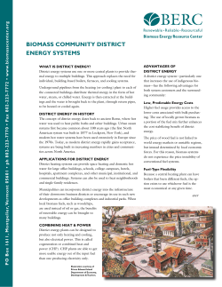 BIOMASS cOMMunIty DIStRIct EnERGy SyStEMS