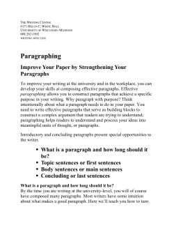 Paragraphing - UW&ndash;Madison Writing Center