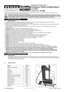 INSTRUCTIONS FOR: HYDRAULIC PRESS 10TONNE BENCH `C