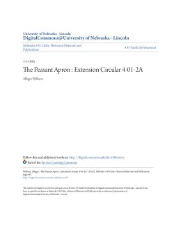 The Peasant Apron : Extension Circular 4-01-2A