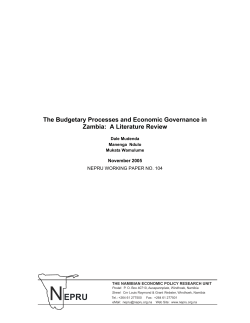 The Budgetary Processes and Economic Governance in Zambia: A