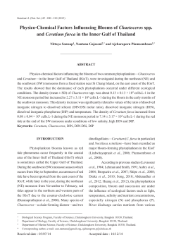 Physico-Chemical Factors Influencing Blooms of