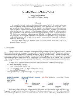 Adverbial Clauses in Modern Turkish