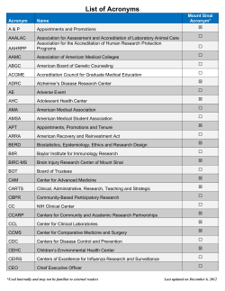 List of Acronyms - Icahn School of Medicine