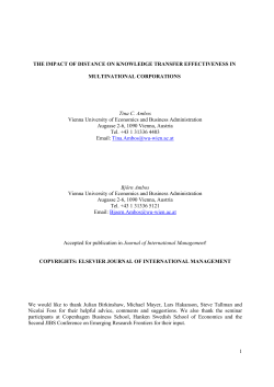 1 THE IMPACT OF DISTANCE ON KNOWLEDGE TRANSFER