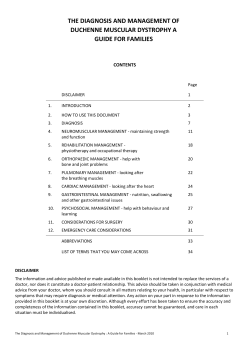 The Diagnosis and Management of Duchenne