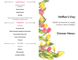 Mother`s Day Dinner Menu - Country Club of Halifax