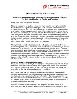 Situational Awareness for K-12 Schools Integrating