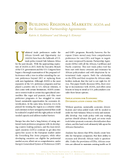Building Regional Markets: AGOA and